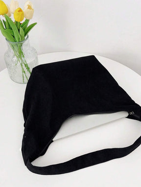 Bolsa de Tecido com Estampa Geométrica e Alças Trançadas