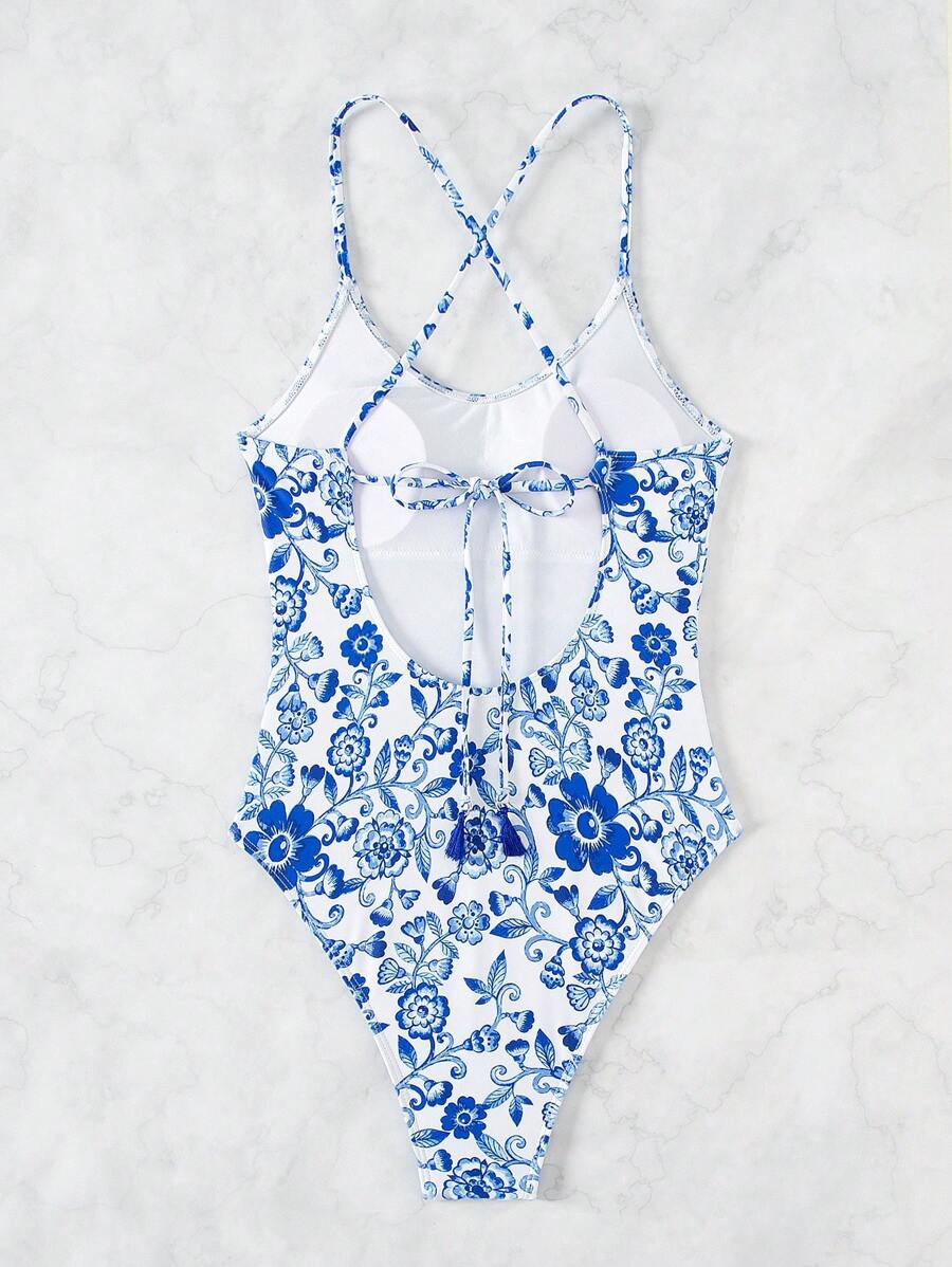 Maiô Floral Marinho