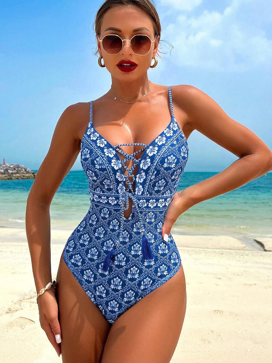 Maiô Floral com Amarração