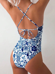 Maiô Floral Marinho