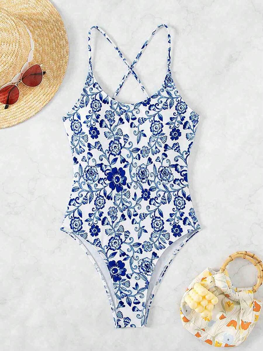 Maiô Floral Marinho