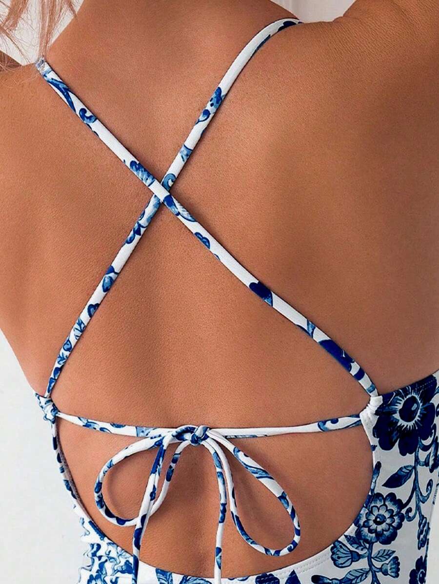 Maiô Floral Marinho