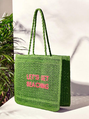 Bolsa de Crochê com Estampa "LET'S GET BEACHING"