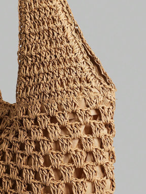 Bolsa de Crochê Natural com Alças Longas