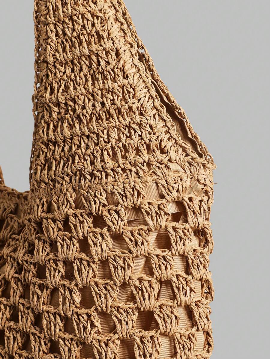 Bolsa de Crochê Natural com Alças Longas