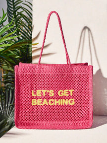 Bolsa de Crochê com Estampa "LET'S GET BEACHING"