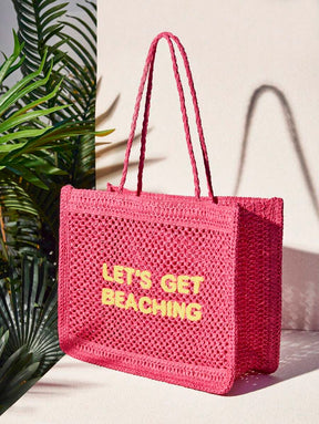 Bolsa de Crochê com Estampa "LET'S GET BEACHING"