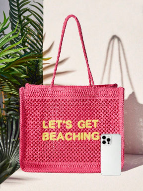 Bolsa de Crochê com Estampa "LET'S GET BEACHING"