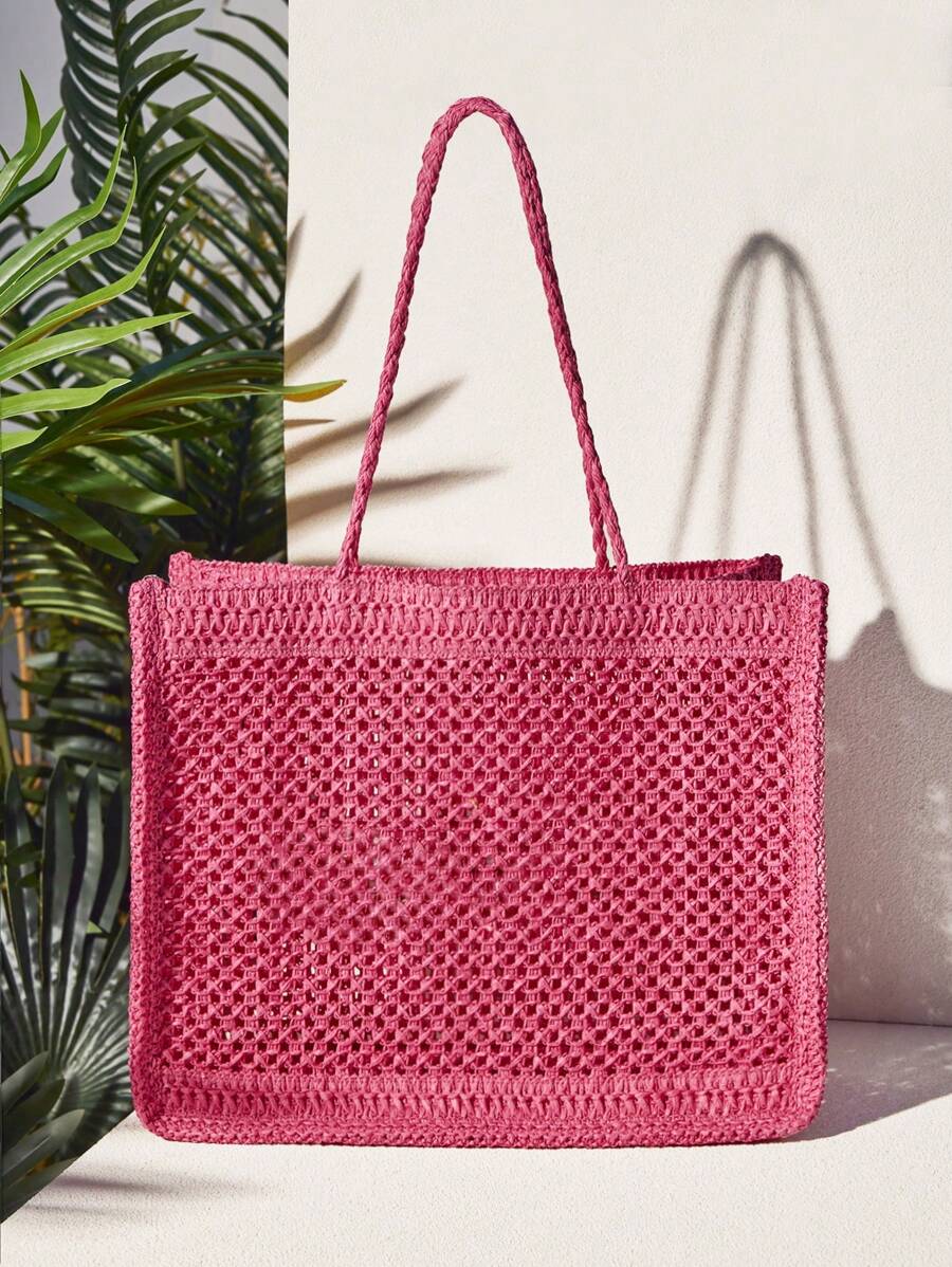 Bolsa de Crochê com Estampa "LET'S GET BEACHING"