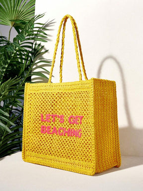 Bolsa de Crochê com Estampa "LET'S GET BEACHING"