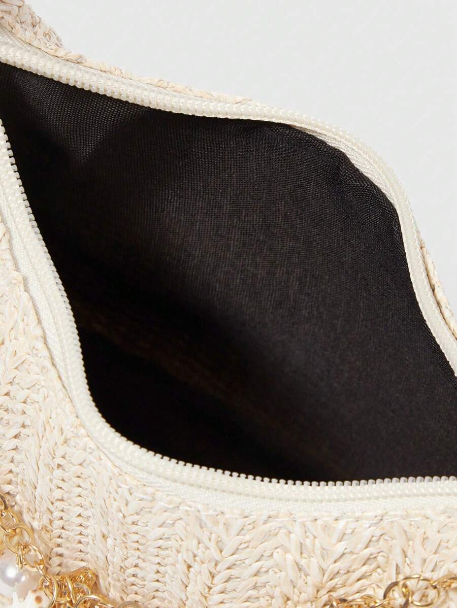 Bolsa de Crochê com Detalhes de Conchas e Pérolas