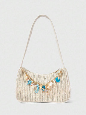 Bolsa de Crochê com Detalhes de Conchas e Pérolas