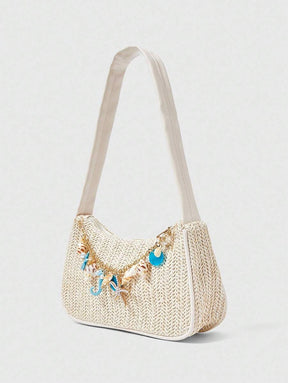 Bolsa de Crochê com Detalhes de Conchas e Pérolas