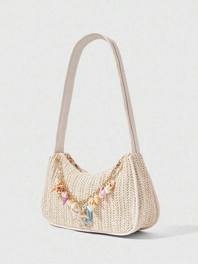 Bolsa de Crochê com Detalhes de Conchas e Pérolas