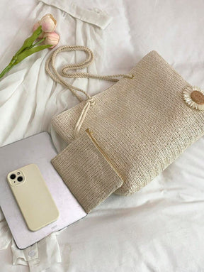 Bolsa de Palha com Alças de Corda e Necessaire