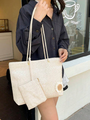 Bolsa de Palha com Alças de Corda e Necessaire