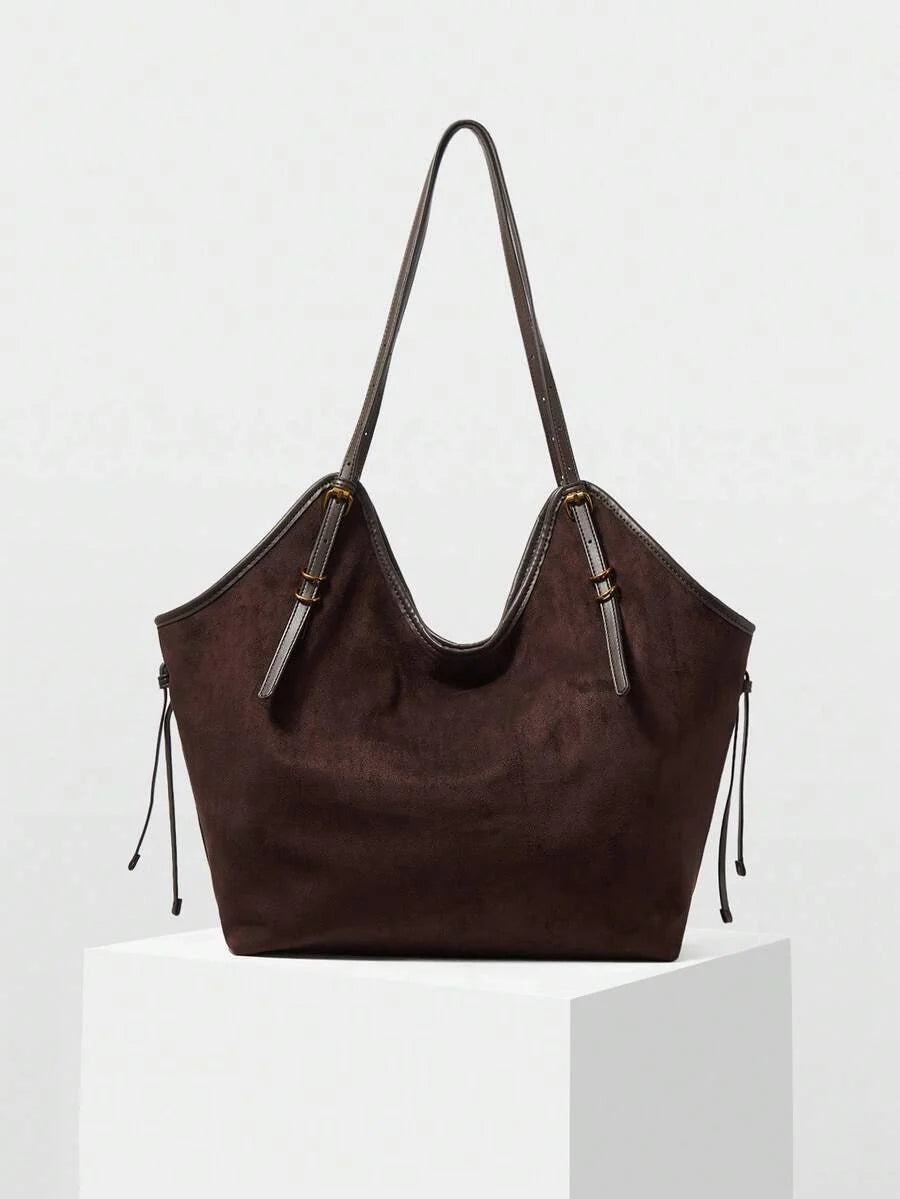 Bolsa de Palha com Alças de Couro e Ajuste Lateral