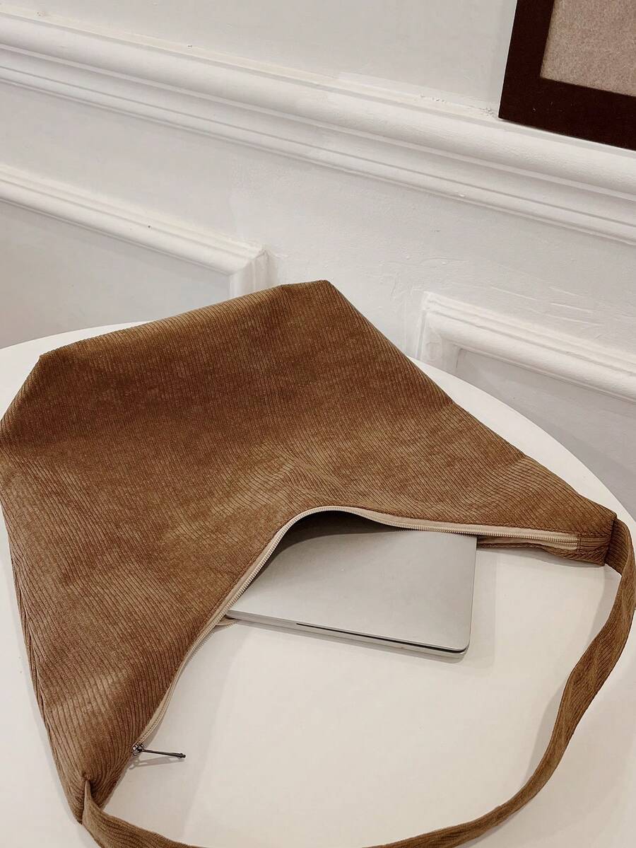 Bolsa de Tecido com Estampa Geométrica e Alças Trançadas