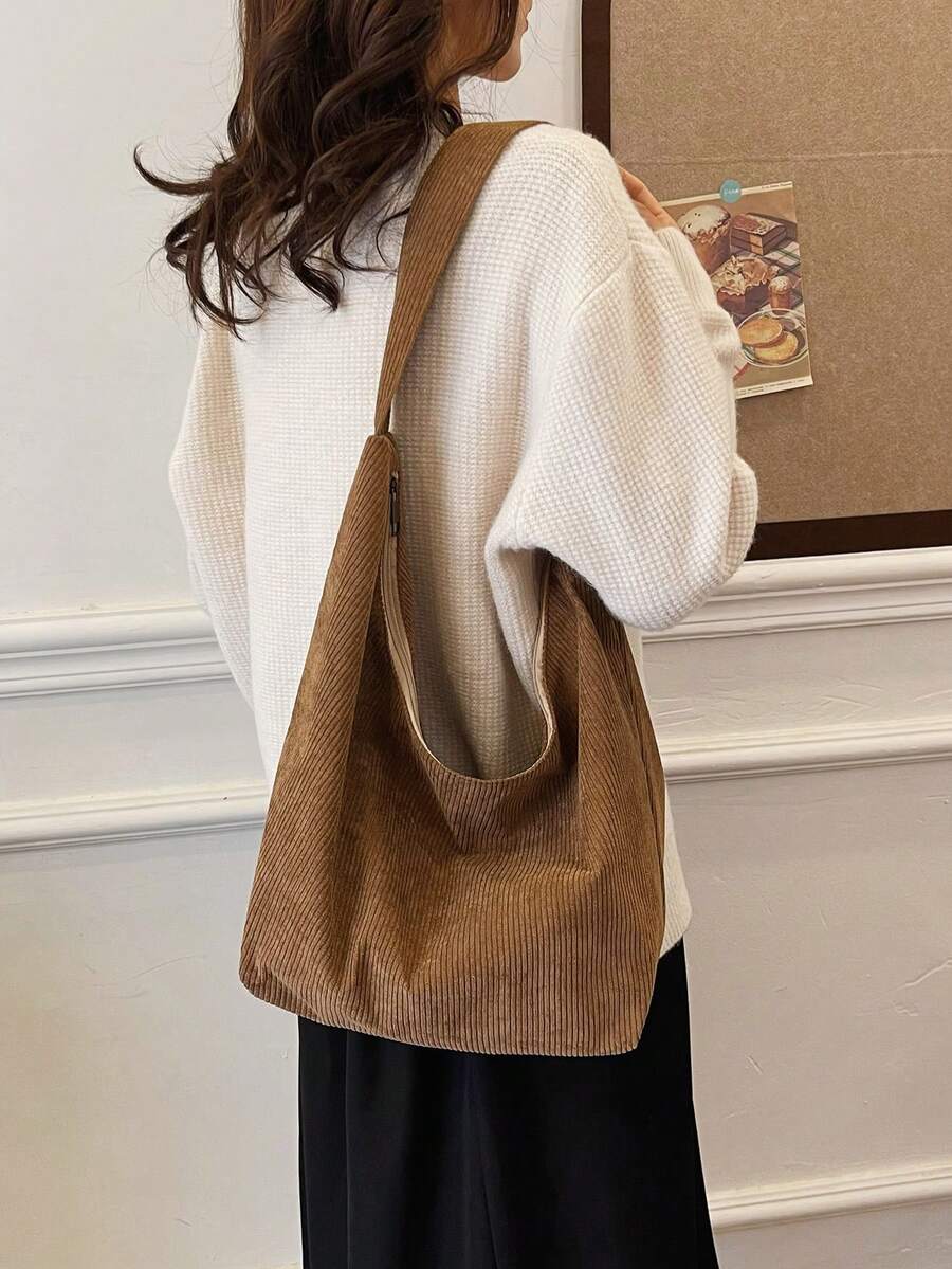 Bolsa de Tecido com Estampa Geométrica e Alças Trançadas