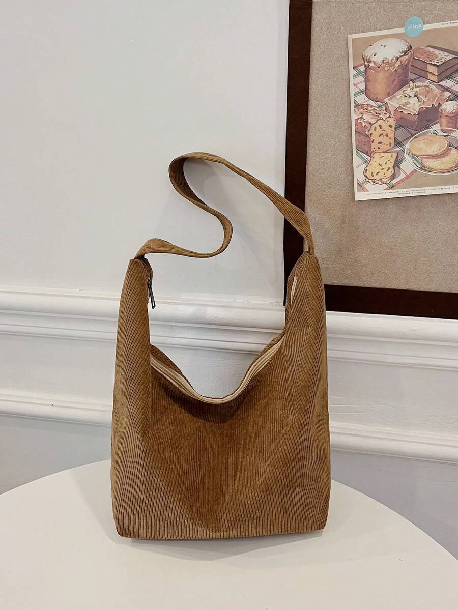 Bolsa de Tecido com Estampa Geométrica e Alças Trançadas